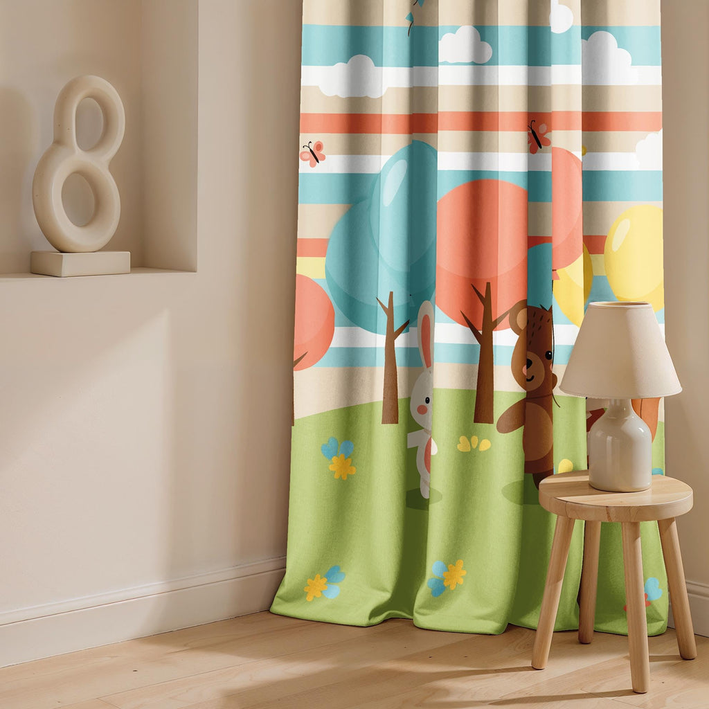 Ultimate Trends Light Filtering Kids Curtain | Fairy, Dragon Castle, Safari & Jungle Animal Prints | For kids Room Doors and Window | Pack Of 2
