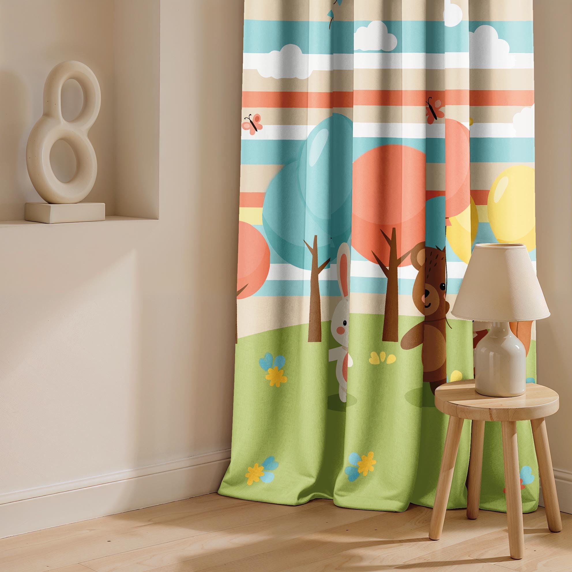 Ultimate Trends Light Filtering Kids Curtain | Fairy, Dragon Castle, Safari & Jungle Animal Prints | For kids Room Doors and Window | Pack Of 2
