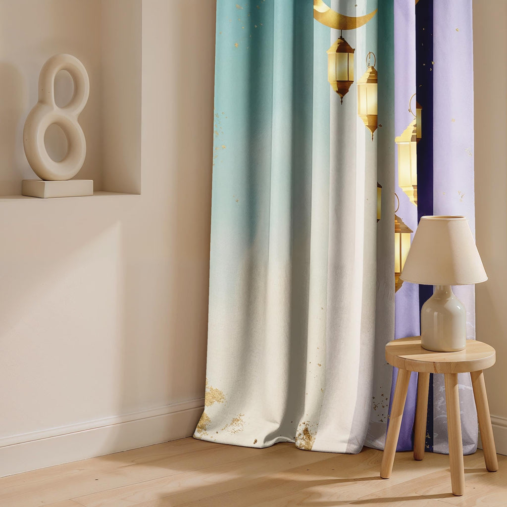Ultimate Trends Room Darkening Digital Printed 3D Prints Curtain 65-70% Opacity ,Diamond Eyelets, Tie Back, Floral Decorated , Pack Of 2