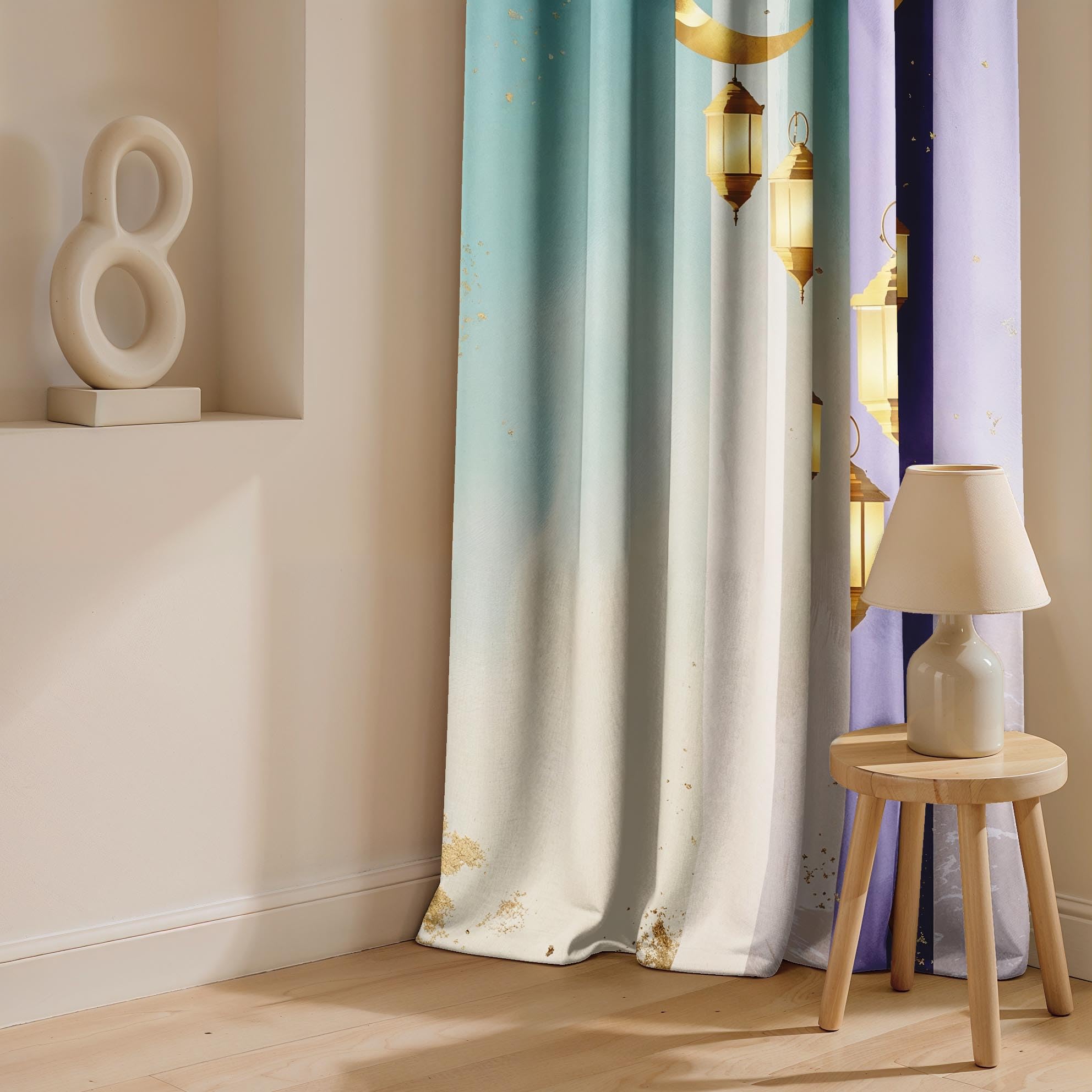Ultimate Trends Room Darkening Digital Printed 3D Prints Curtain 65-70% Opacity ,Diamond Eyelets, Tie Back, Floral Decorated , Pack Of 2