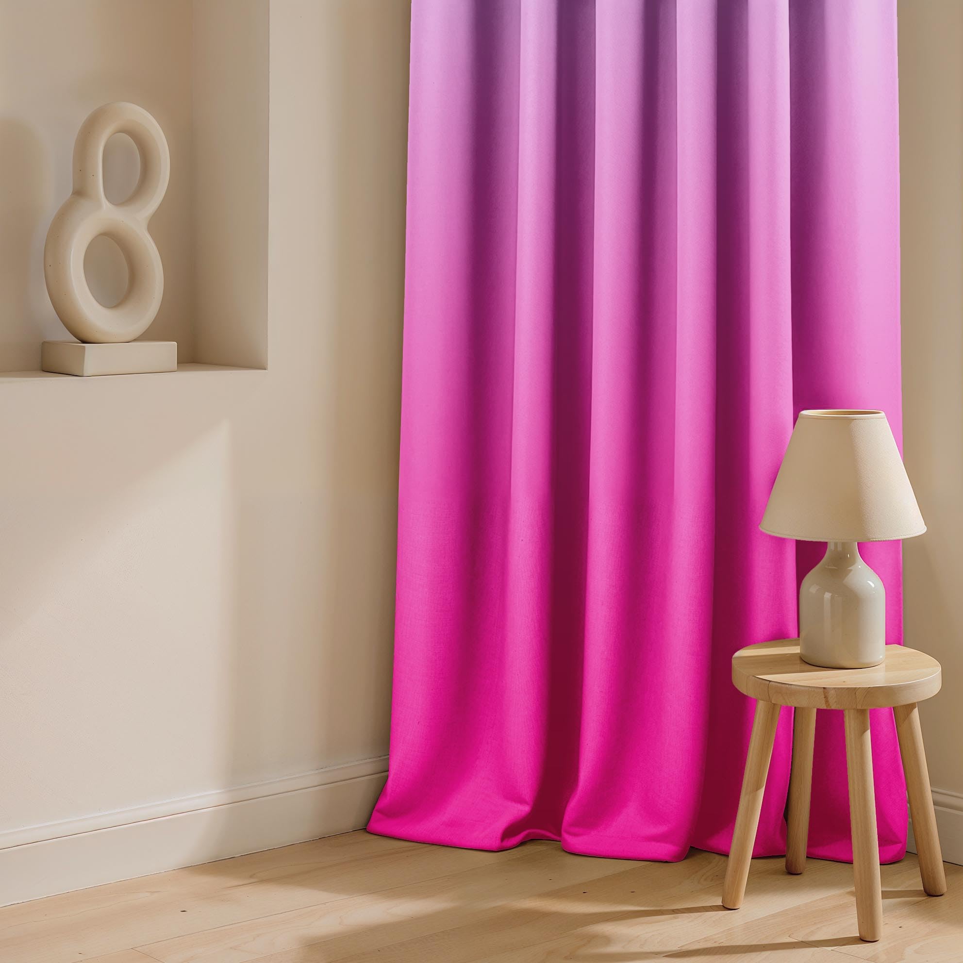 Ultimate Trends Room Darkening Ombre Curtain | Polyester Gradient | Room Doors and Window| 5 FEET Pack Of 2 ,Misty Fuchsia