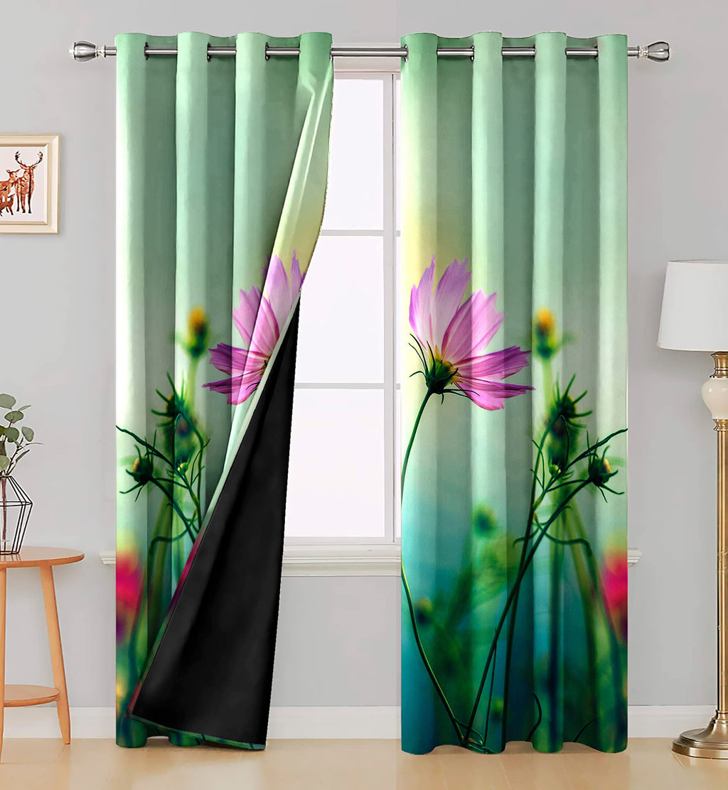 Digital Printed Blackout Curtains ,Diamonds Eyelets Tie Back For Window Room Doors , Heavy Quality Fabric Set Of 2