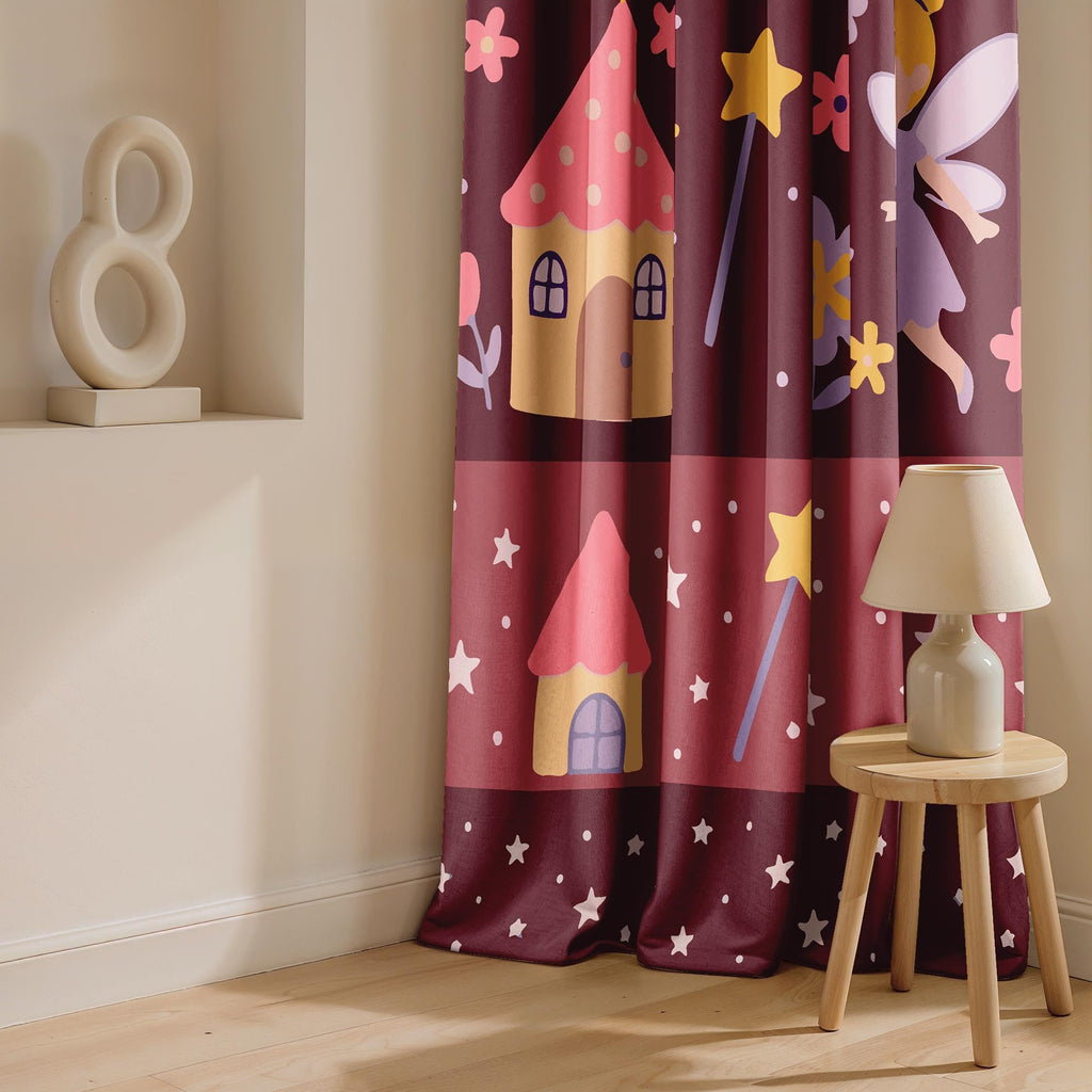 Ultimate Trends Light Filtering Kids Curtain | Fairy, Dragon Castle, Safari & Jungle Animal Prints | For kids Room Doors and Window | Pack Of 2
