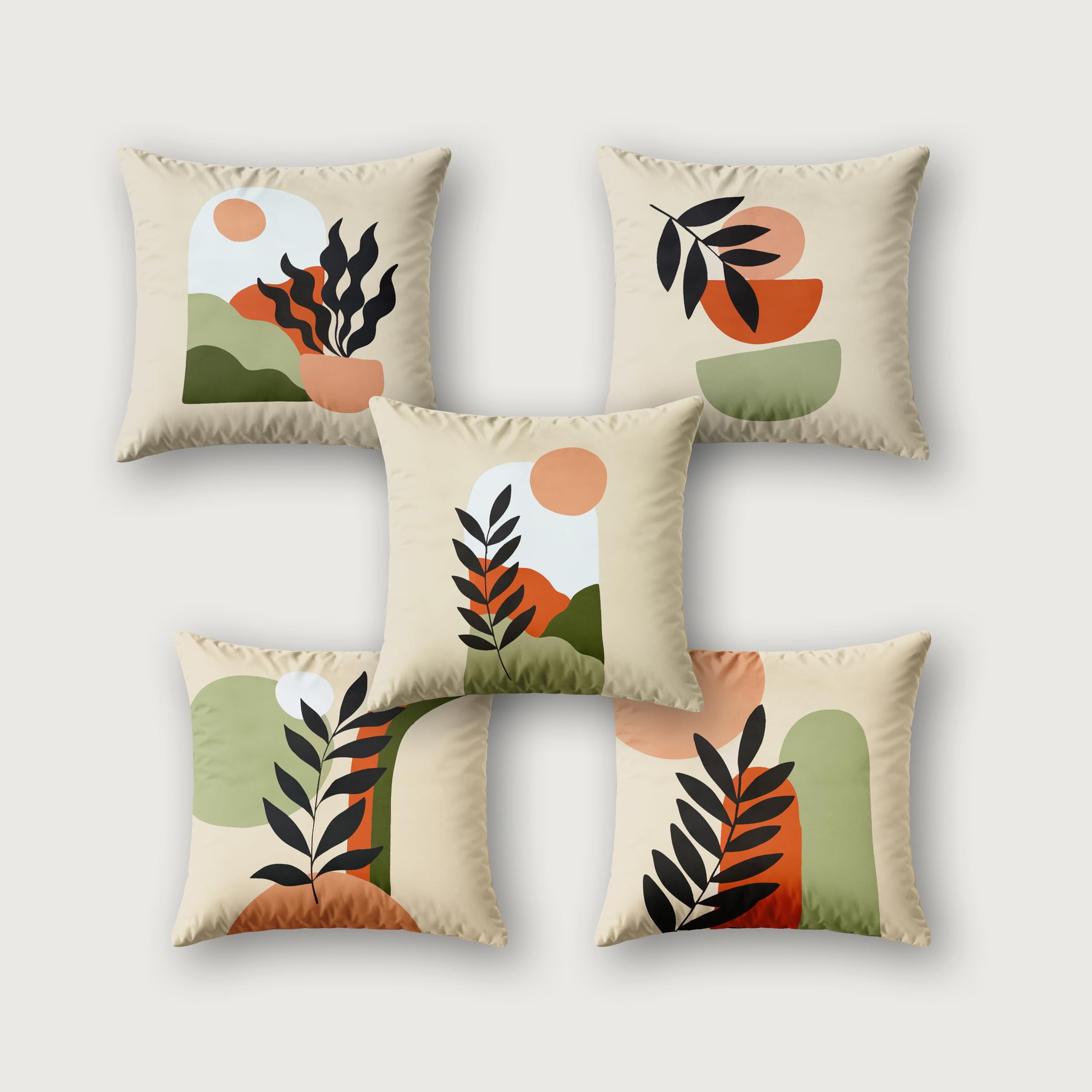 Ultimate Trends Digital Printed Soft Cotton Feel Polyester Decorative Cushion Cover, Modern Eligent Designs, Heavy Long Life Fabric, Set of 5
