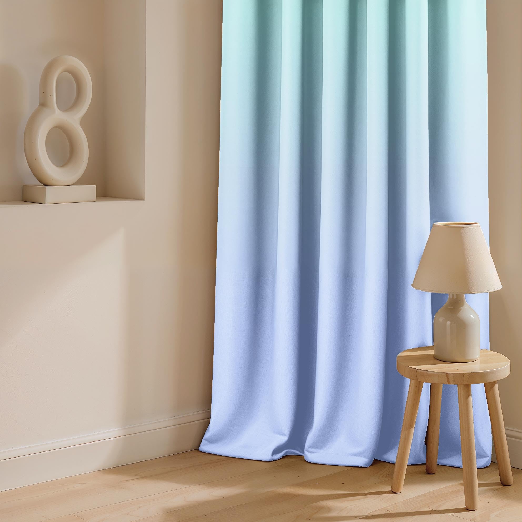 Ultimate Trends Room Darkening Ombre Curtain | Polyester Gradient | Room Doors and Window| 5 FEET Pack Of 2 ,Meadow Sky