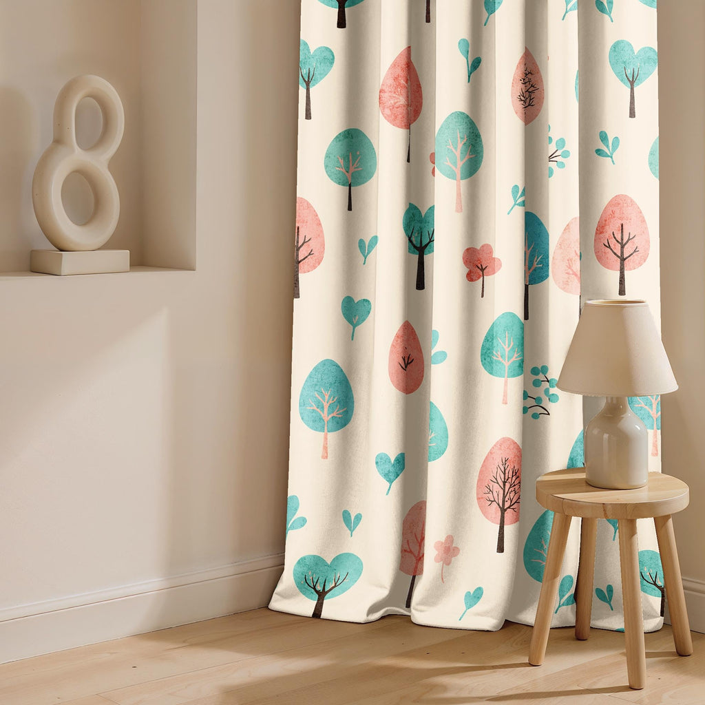 Ultimate Trends Room Darkening Digital Printed Floral Geomatrical Prints Curtain ,Diamond Eyelets, Tie Back, Floral Geomatrical,Pack Of 2