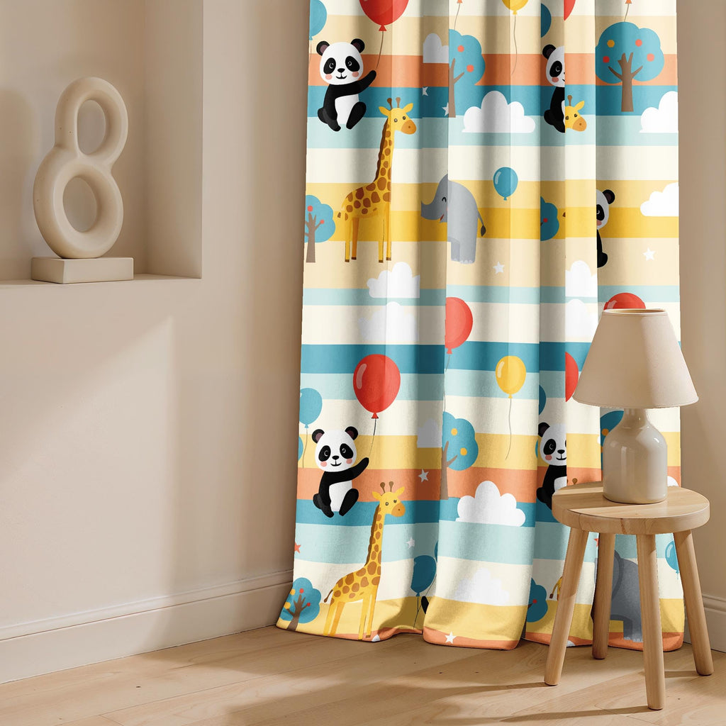 Ultimate Trends Light Filtering Kids Curtain | Fairy, Dragon Castle, Safari & Jungle Animal Prints | For kids Room Doors and Window | Pack Of 2