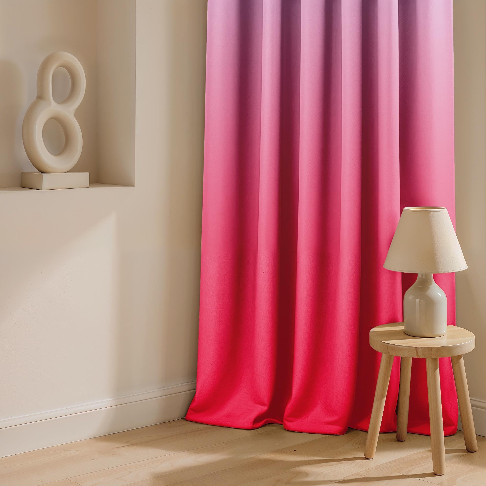 Ultimate Trends Room Darkening Ombre Curtain | Polyester Gradient | Room Doors and Window| 5 FEET Pack Of 2 ,Orchid Rose