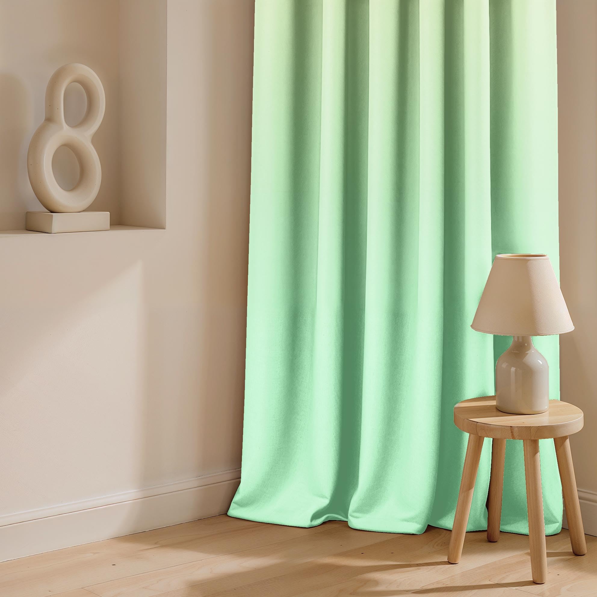 Ultimate Trends Room Darkening Ombre Curtain | Polyester Gradient | Room Doors and Window| 5 FEET Pack Of 2 ,Vanilla Mint