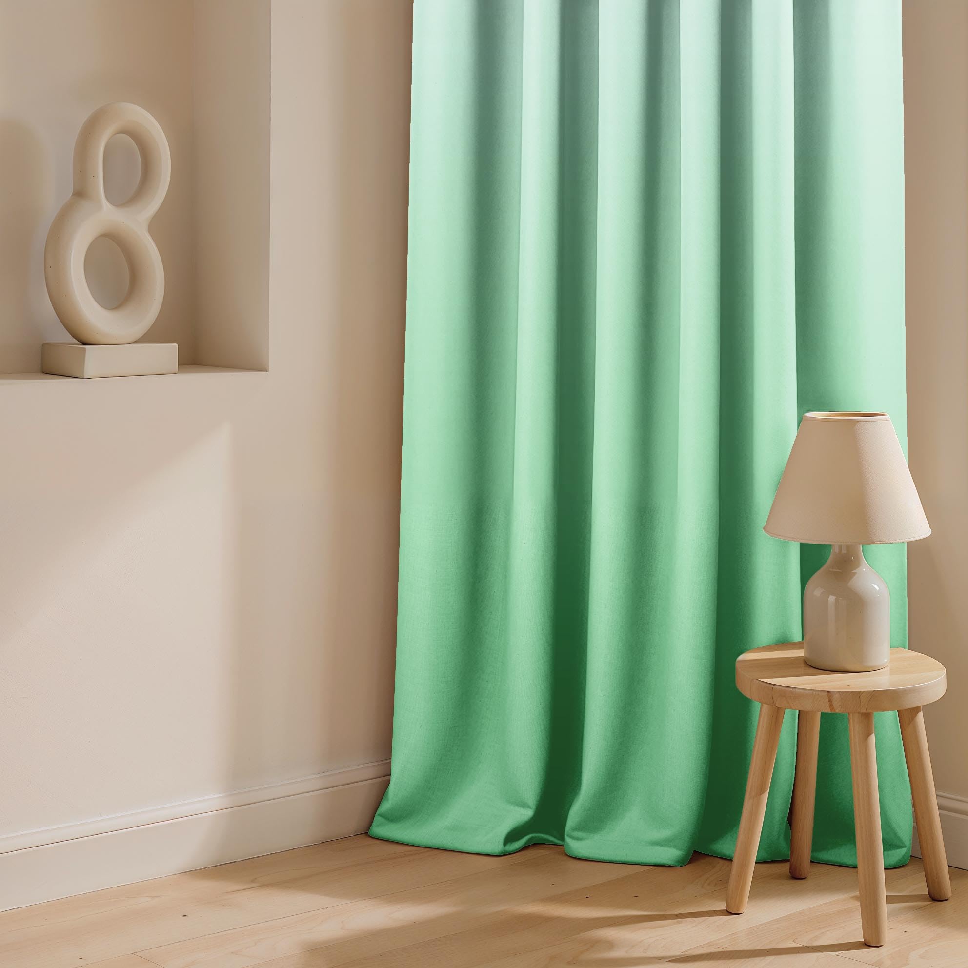 Ultimate Trends Room Darkening Ombre Curtain | Polyester Gradient | Room Doors and Window| 5 FEET Pack Of 2 ,Glacier Mint