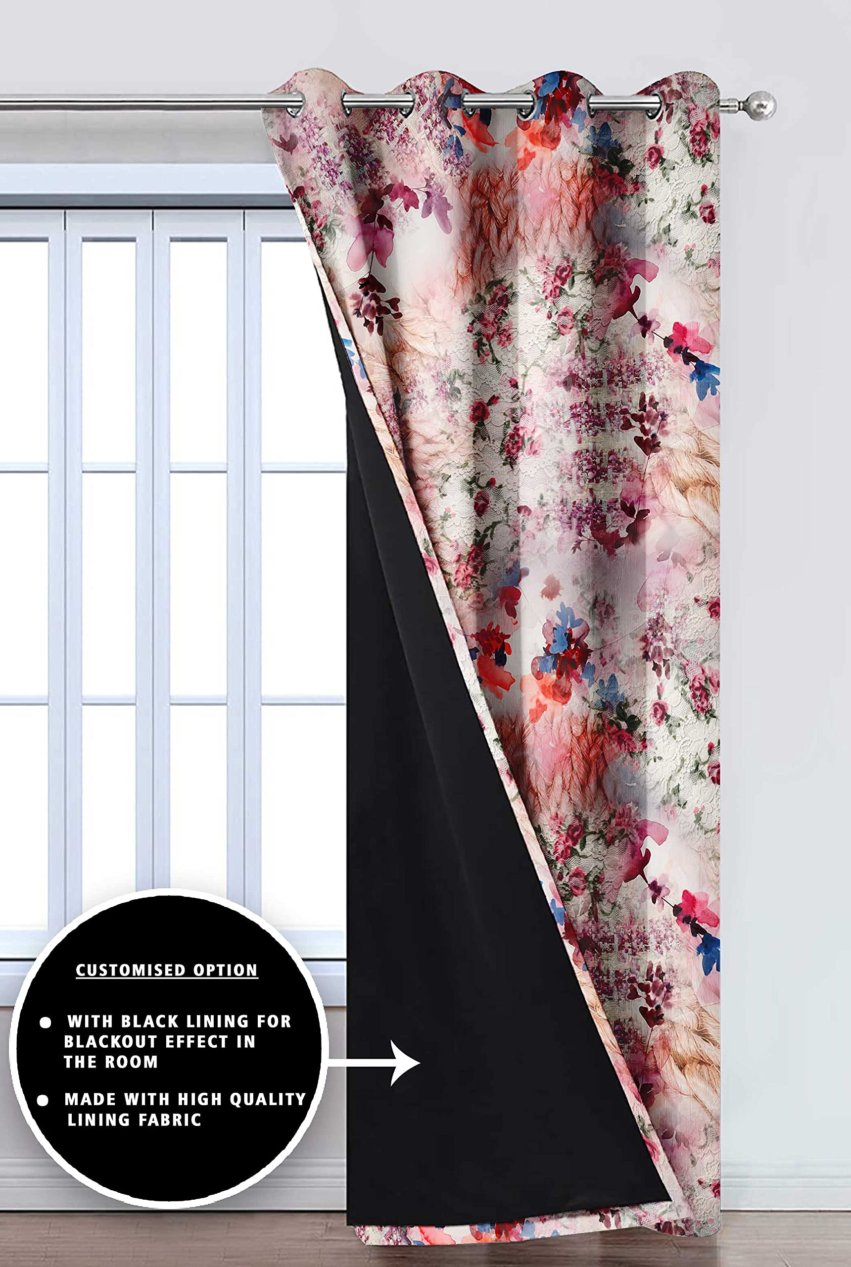 Digital Printed Blackout Curtains ,Diamonds Eyelets Tie Back For Window Room Doors , Heavy Quality Fabric Set Of 2