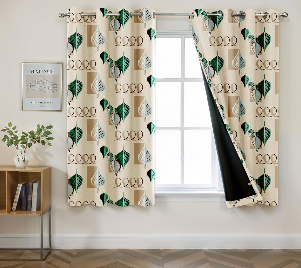 Digital Printed Blackout Curtains ,Diamonds Eyelets Tie Back For Window Room Doors , Heavy Quality Fabric Set Of 2