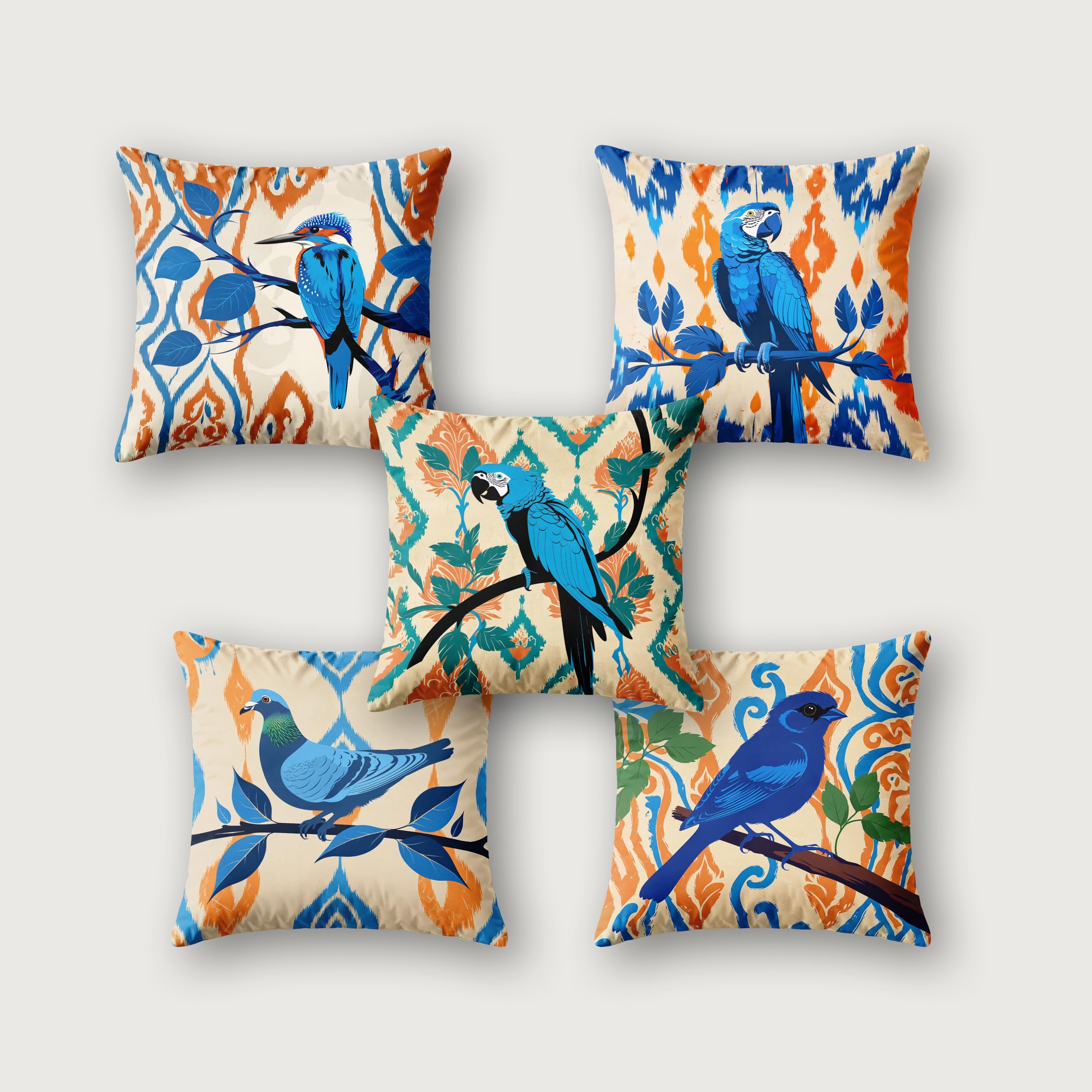 Ultimate Trends Digital Printed Soft Cotton Feel Polyester Decorative Cushion Cover, Modern Eligent Designs, Heavy Long Life Fabric, Set of 5