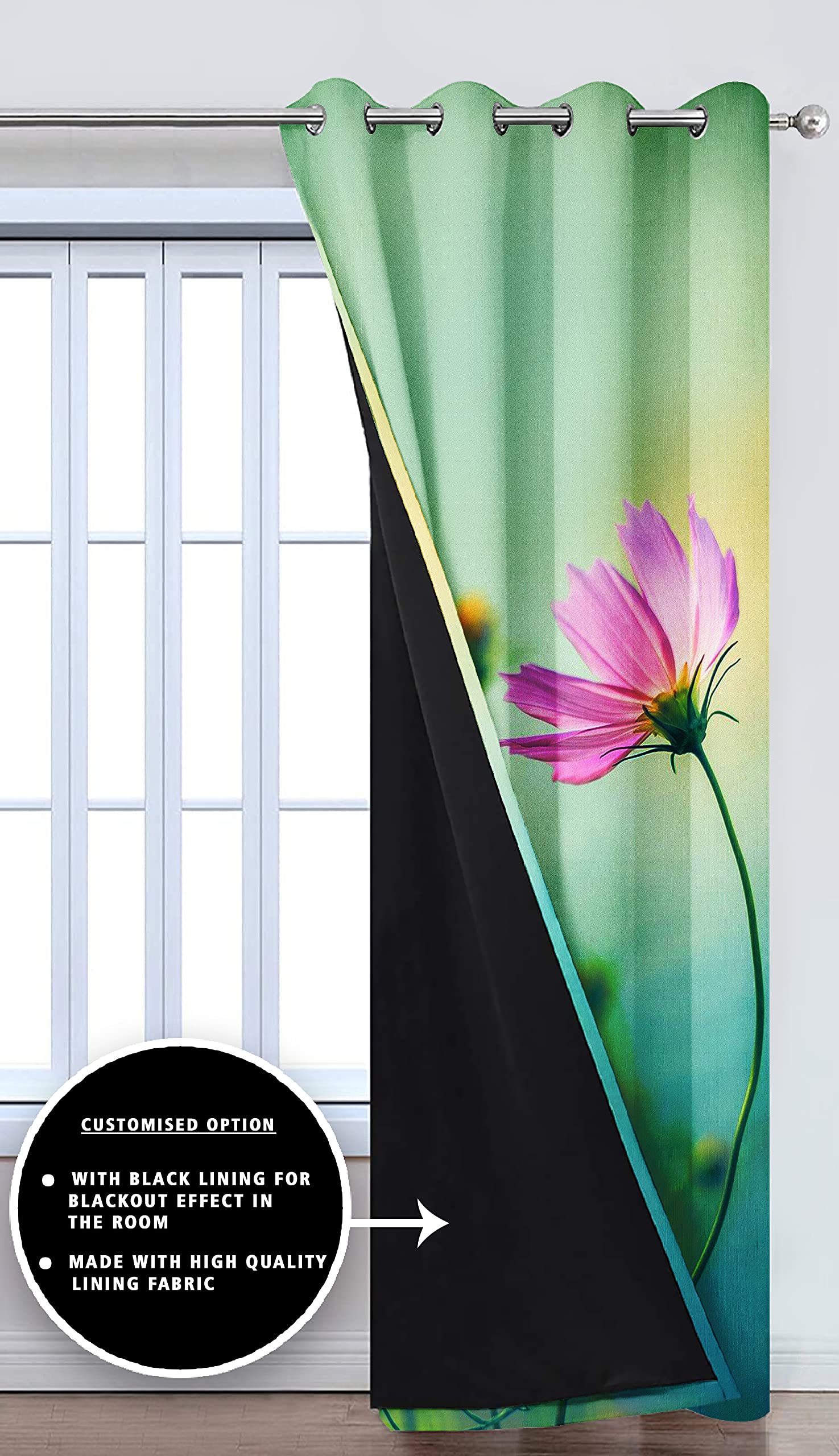 Digital Printed Blackout Curtains ,Diamonds Eyelets Tie Back For Window Room Doors , Heavy Quality Fabric Set Of 2