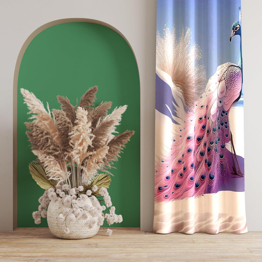 Ultimate Trends Digital Printed |Peacock Prints| Light Filtering Curtains For Windows & Doors | Multiple Styles & Colors | Set Of 2