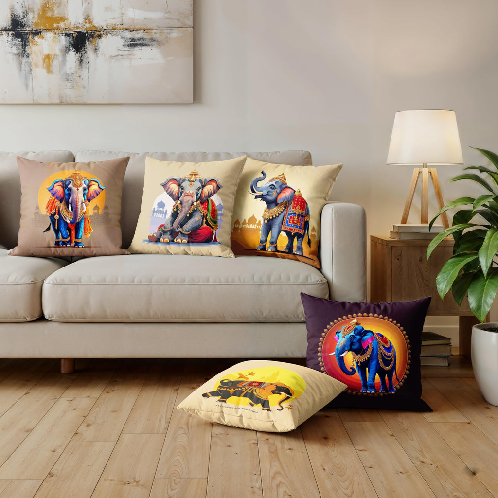 Ultimate Trends Digital Printed Soft Cotton Feel Polyester Decorative Cushion Cover, Modern Eligent Designs, Heavy Long Life Fabric, Set of 5
