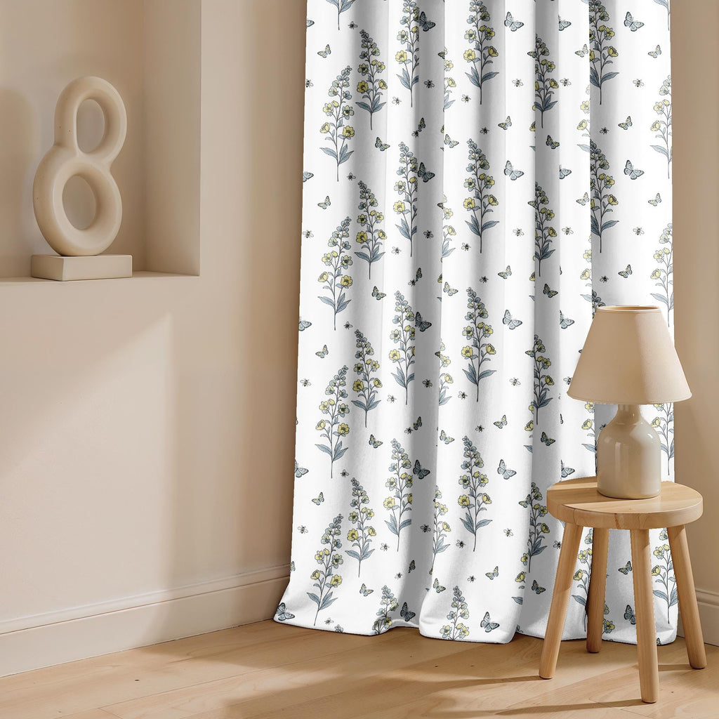 Ultimate Trends Room Darkening Digital Printed Floral Geomatrical Prints Curtain ,Diamond Eyelets, Tie Back, Floral Geomatrical,Pack Of 2