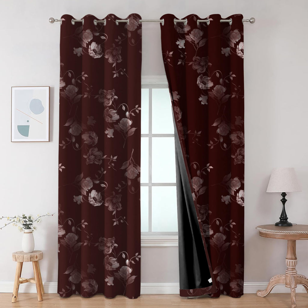 Digital Printed Blackout Curtains ,Diamonds Eyelets Tie Back For Window Room Doors , Heavy Quality Fabric Set Of 2