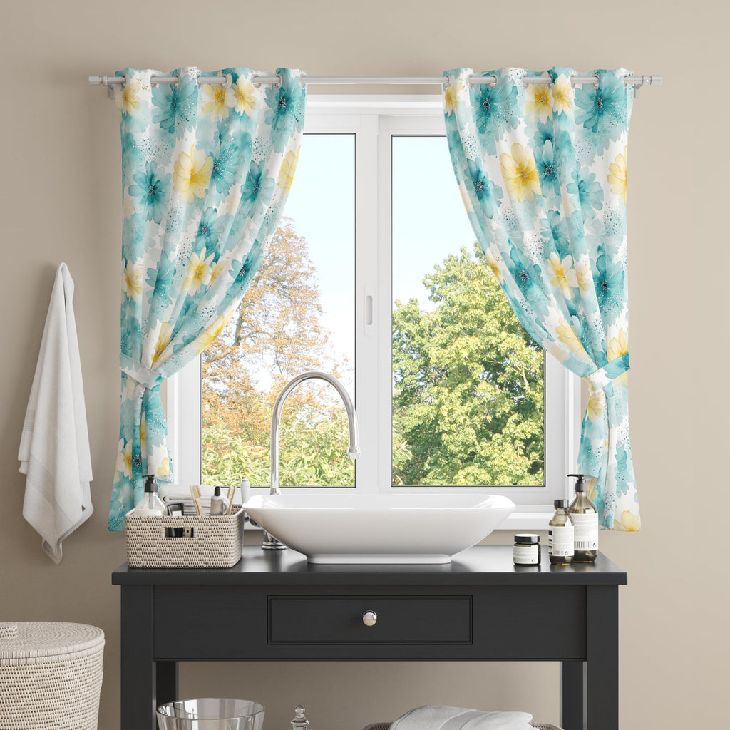 Digital Printed Blackout Curtains ,Diamonds Eyelets Tie Back For Window Room Doors , Heavy Quality Fabric Set Of 2