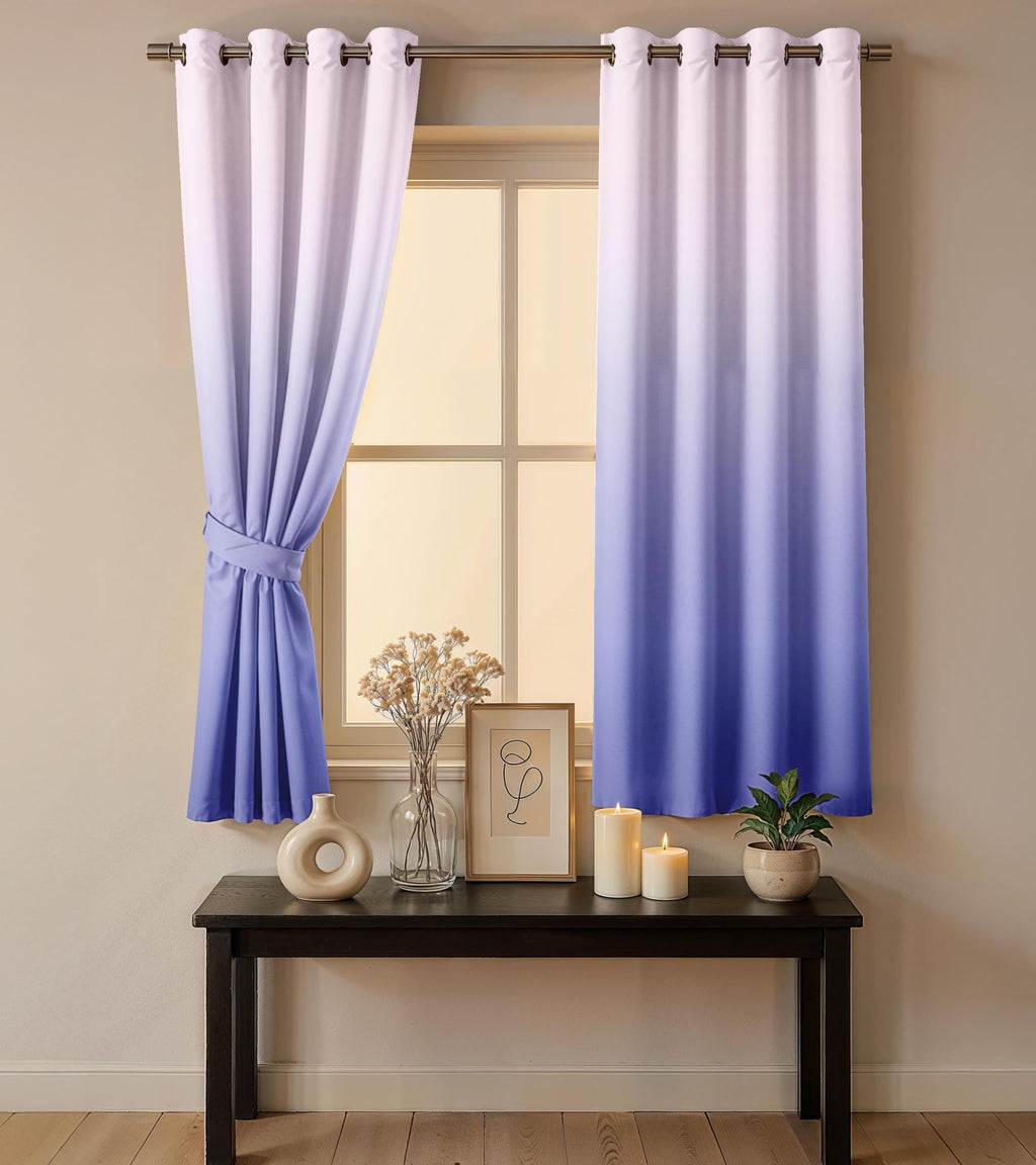 Ultimate Trends Room Darkening Ombre Curtain | Polyester Gradient | Room Doors and Window| 5 FEET Pack Of 2 ,Lavender