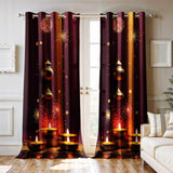 Ultimate Trends Festival Themed Light Filtering Polyester Curtain Diya, Lantern, Lotus & Fireworks Print | Ideal for Diwali, Pooja Room, Living Room Dcor | Eyelets| Pack of 2