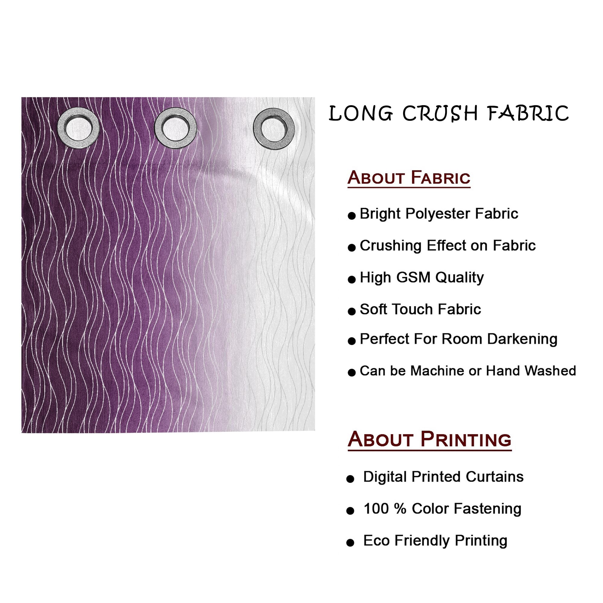 Ultimate Trends Ombre Blackout Curtains for Bedroom Room Darkening Curtains for Living Room,Energy Saving,Thermal Insulated Grommet Window Drapes, Purple And Greyish White , 5 FEET ,2 Panels