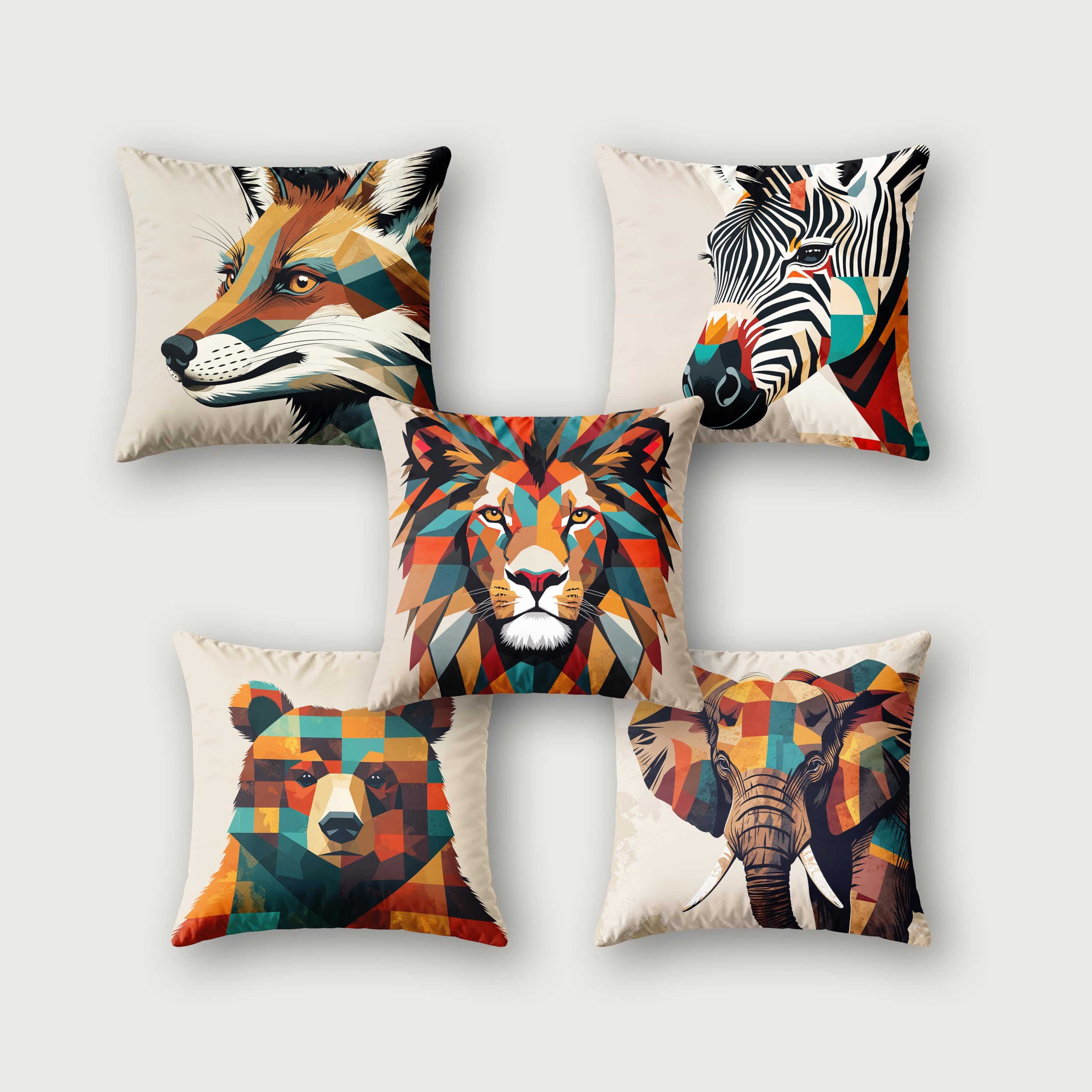 Ultimate Trends Digital Printed Soft Cotton Feel Polyester Decorative Cushion Cover, Modern Eligent Designs, Heavy Long Life Fabric, Set of 5