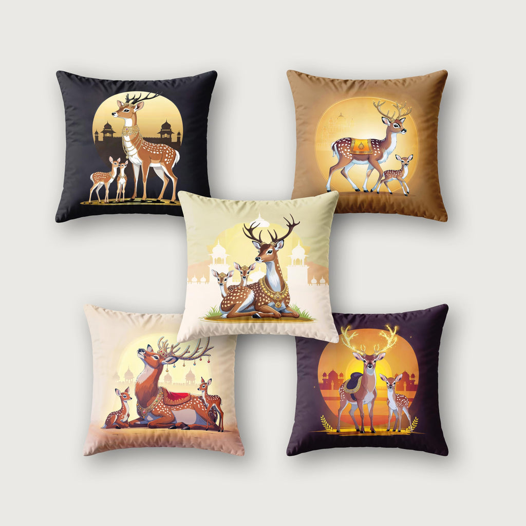 Ultimate Trends Digital Printed Soft Cotton Feel Polyester Decorative Cushion Cover, Modern Eligent Designs, Heavy Long Life Fabric, Set of 5