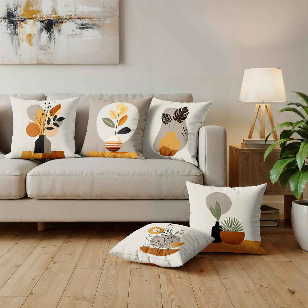 Ultimate Trends Digital Printed Soft Cotton Feel Polyester Decorative Cushion Cover, Modern Eligent Designs, Heavy Long Life Fabric, Set of 5