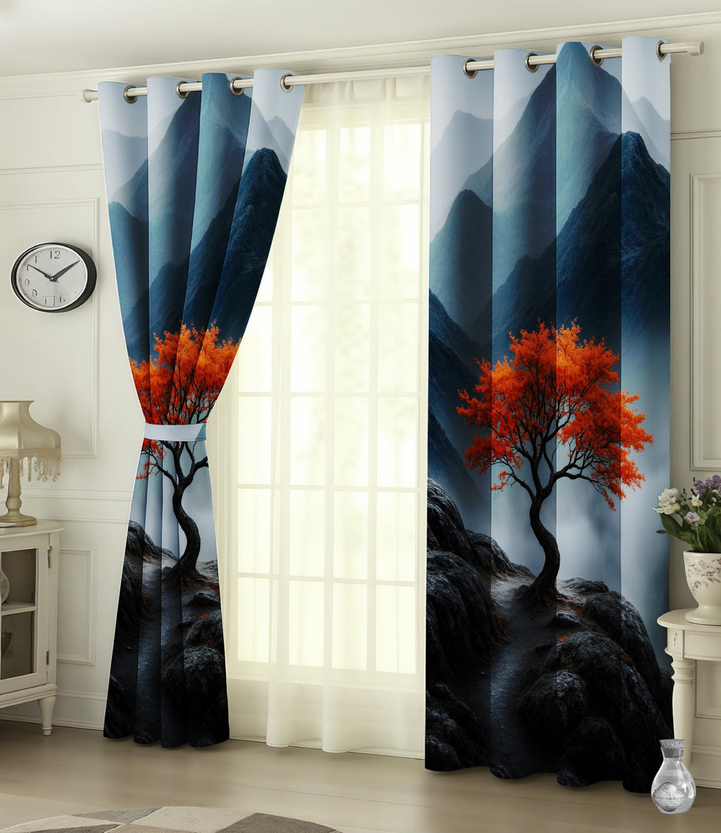 Digital Printed Blackout Curtains ,Diamonds Eyelets Tie Back For Window Room Doors , Heavy Quality Fabric Set Of 2