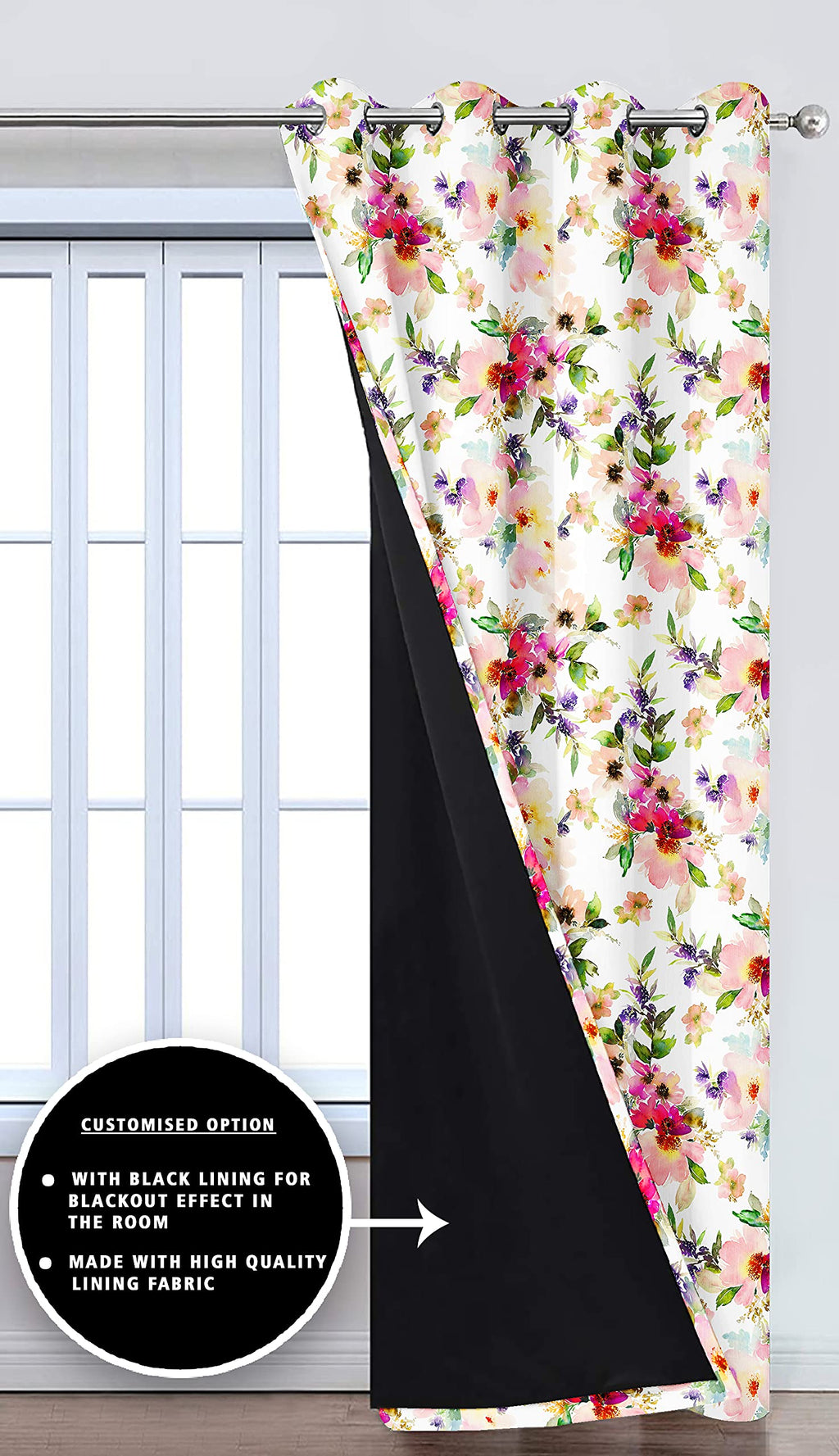 Digital Printed Blackout Curtains ,Diamonds Eyelets Tie Back For Window Room Doors , Heavy Quality Fabric Set Of 2