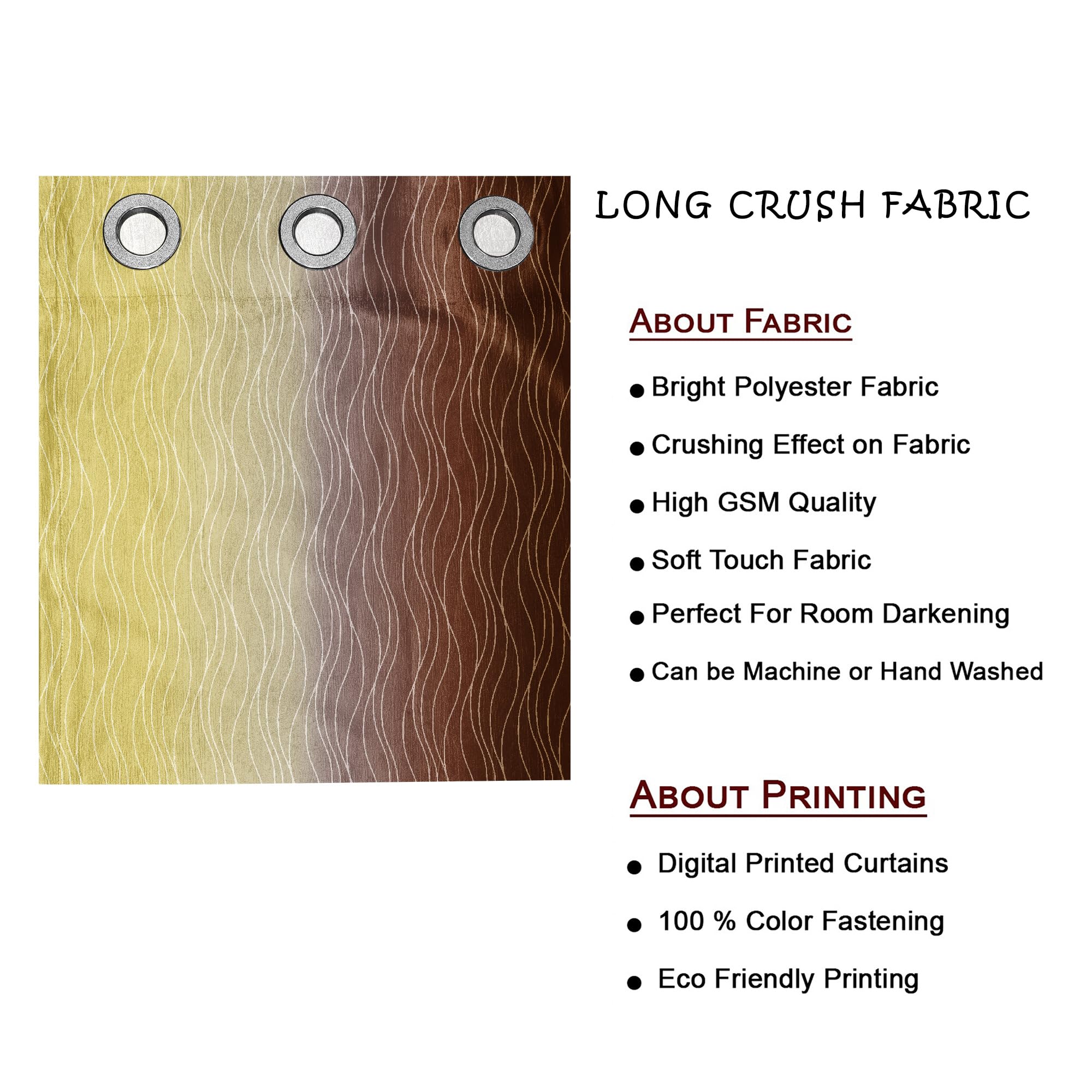 Ultimate Trends Ombre Blackout Curtains for Bedroom Room Darkening Curtains for Living Room,Energy Saving,Thermal Insulated Grommet Window Drapes, Yellow And Brown , 5 FEET ,2 Panels