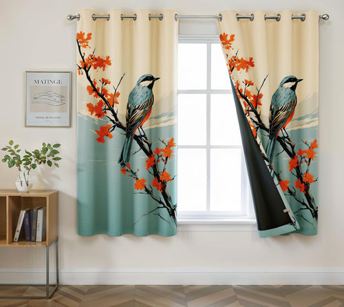 Digital Printed Blackout Curtains ,Diamonds Eyelets Tie Back For Window Room Doors , Heavy Quality Fabric Set Of 2
