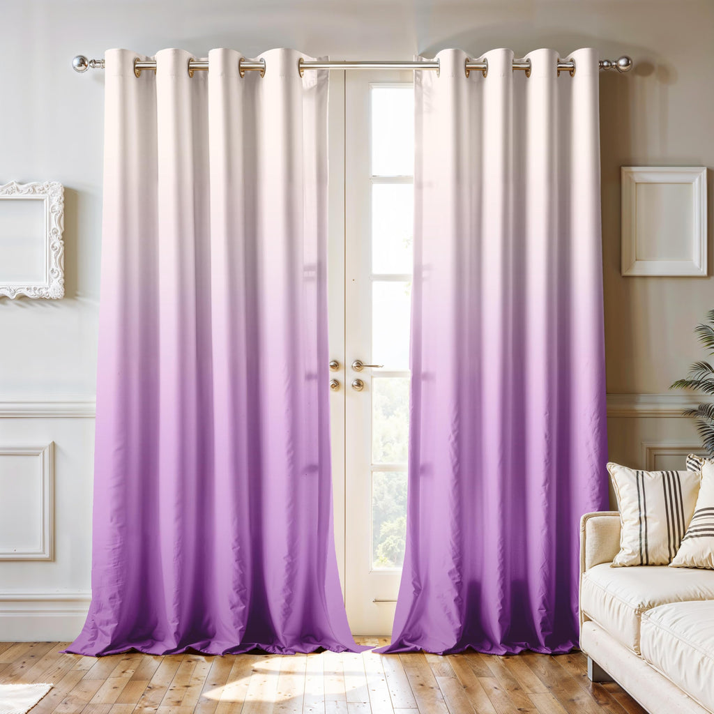 Ultimate Trends Room Darkening Ombre Curtain | Polyester Gradient | Room Doors and Window| 5 FEET Pack Of 2 ,Amethyst Mist