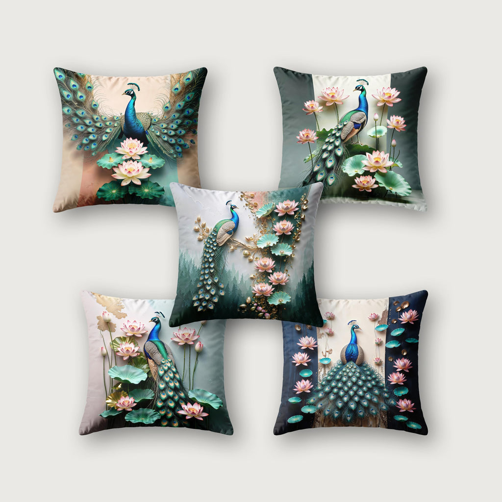 Ultimate Trends Digital Printed Soft Cotton Feel Polyester Decorative Cushion Cover, Modern Eligent Designs, Heavy Long Life Fabric, Set of 5