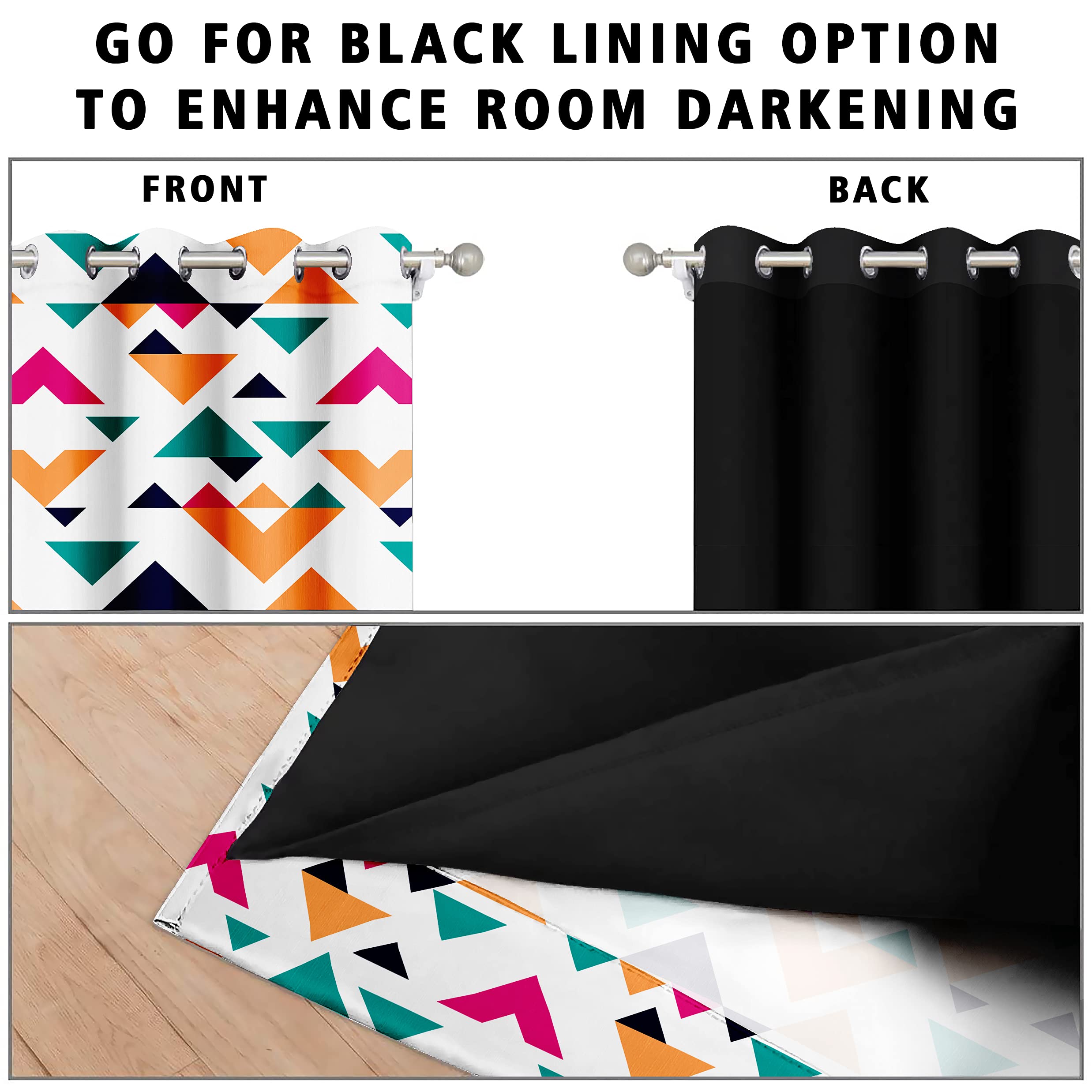 Digital Printed Blackout Curtains ,Diamonds Eyelets Tie Back For Window Room Doors , Heavy Quality Fabric Set Of 2
