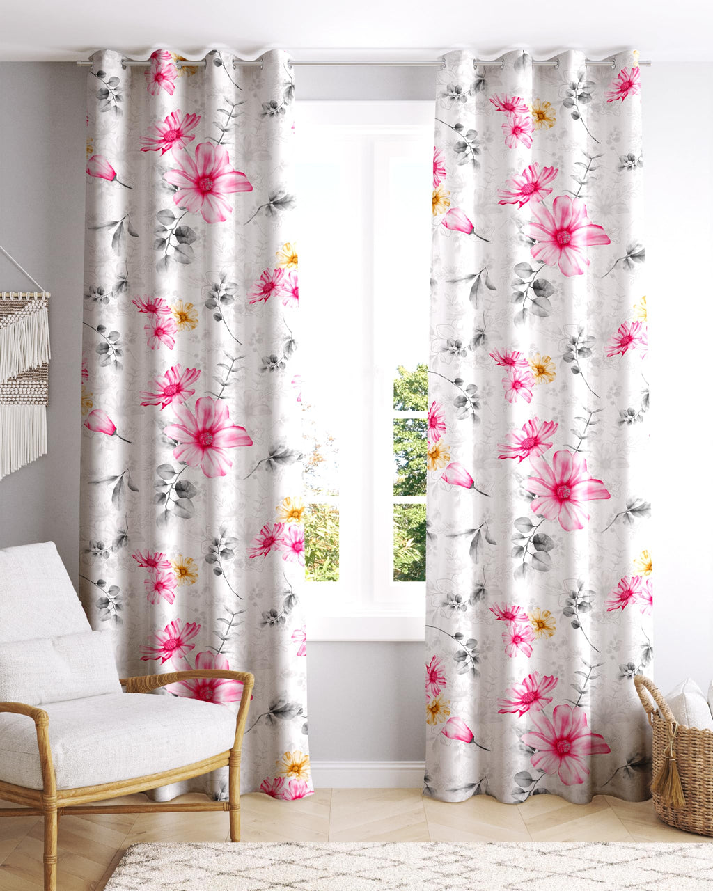 Digital Printed Blackout Curtains ,Diamonds Eyelets Tie Back For Window Room Doors , Heavy Quality Fabric Set Of 2