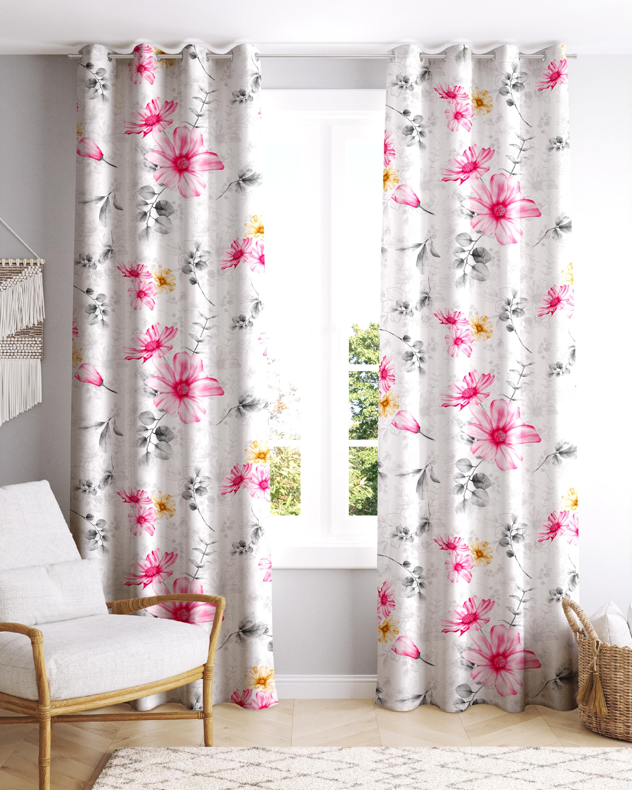 Digital Printed Blackout Curtains ,Diamonds Eyelets Tie Back For Window Room Doors , Heavy Quality Fabric Set Of 2