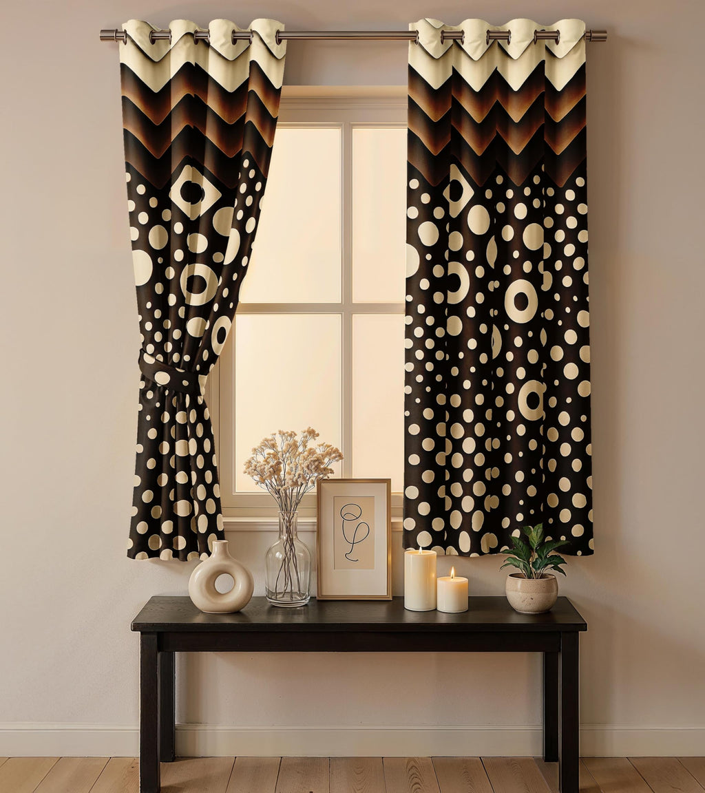 Ultimate Trends Room Darkening Digital Printed Modern ,Diamond Eyelets, Tie Back, Modern Prints, Pack Of 2