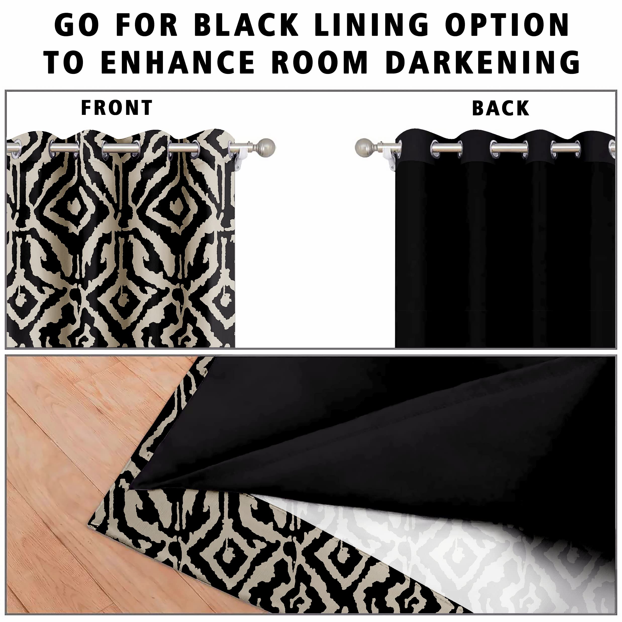 Digital Printed Blackout Curtains ,Diamonds Eyelets Tie Back For Window Room Doors , Heavy Quality Fabric Set Of 2