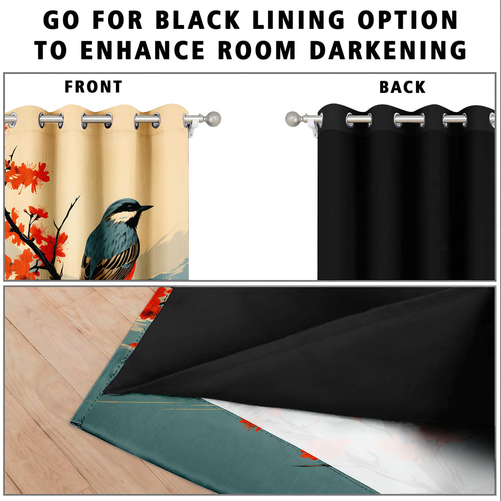 Digital Printed Blackout Curtains ,Diamonds Eyelets Tie Back For Window Room Doors , Heavy Quality Fabric Set Of 2