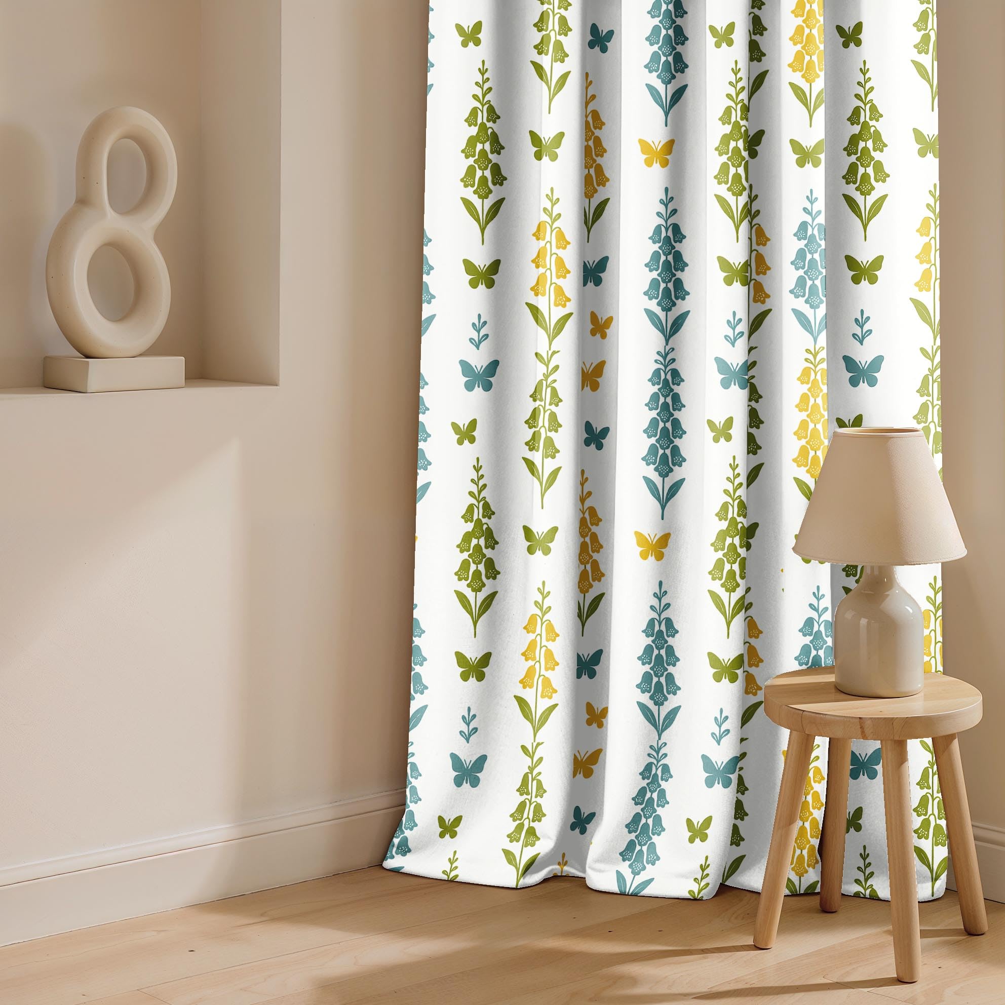 Ultimate Trends Room Darkening Digital Printed Floral Geomatrical Prints Curtain ,Diamond Eyelets, Tie Back, Floral Geomatrical,Pack Of 2