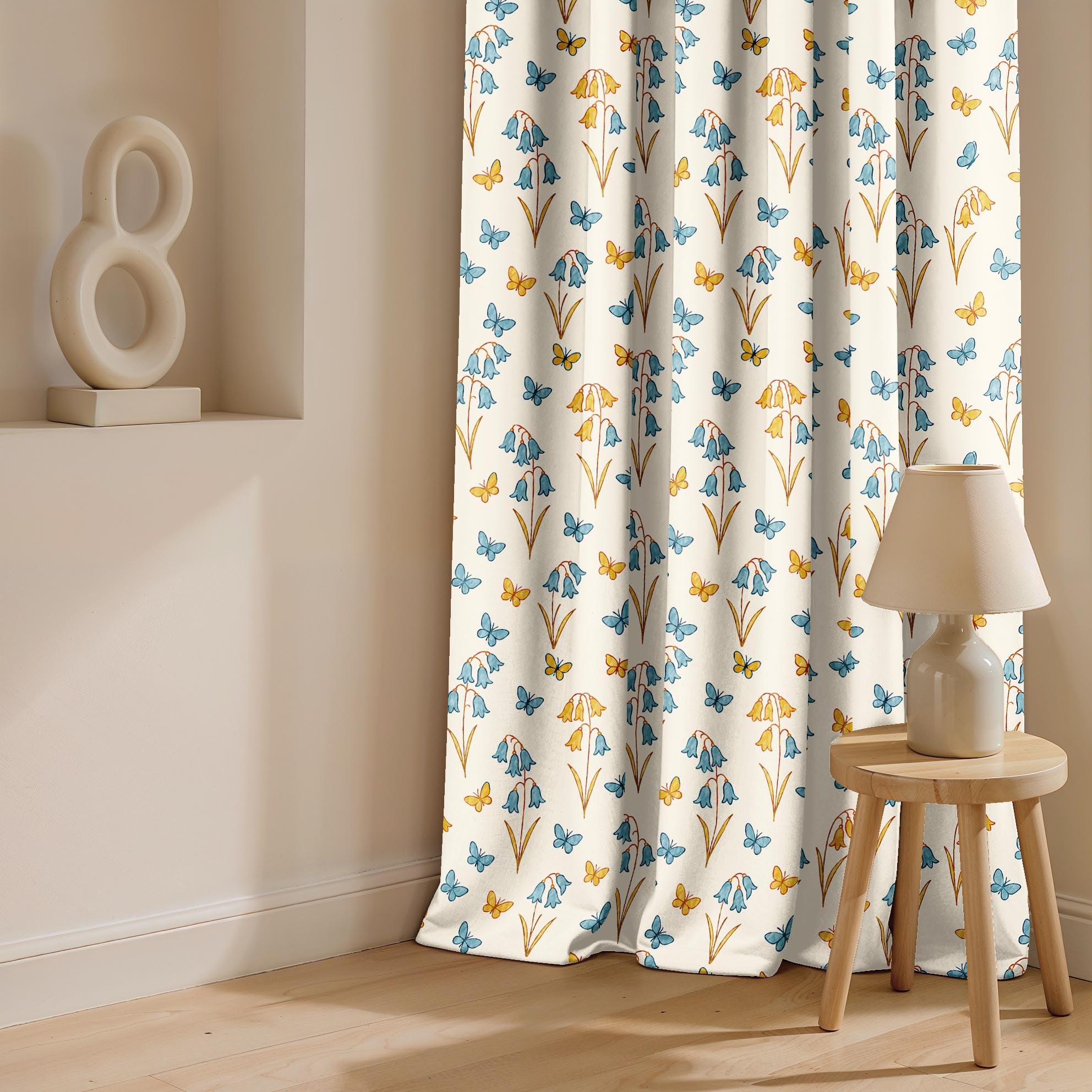 Ultimate Trends Room Darkening Digital Printed Floral Geomatrical Prints Curtain ,Diamond Eyelets, Tie Back, Floral Geomatrical,Pack Of 2