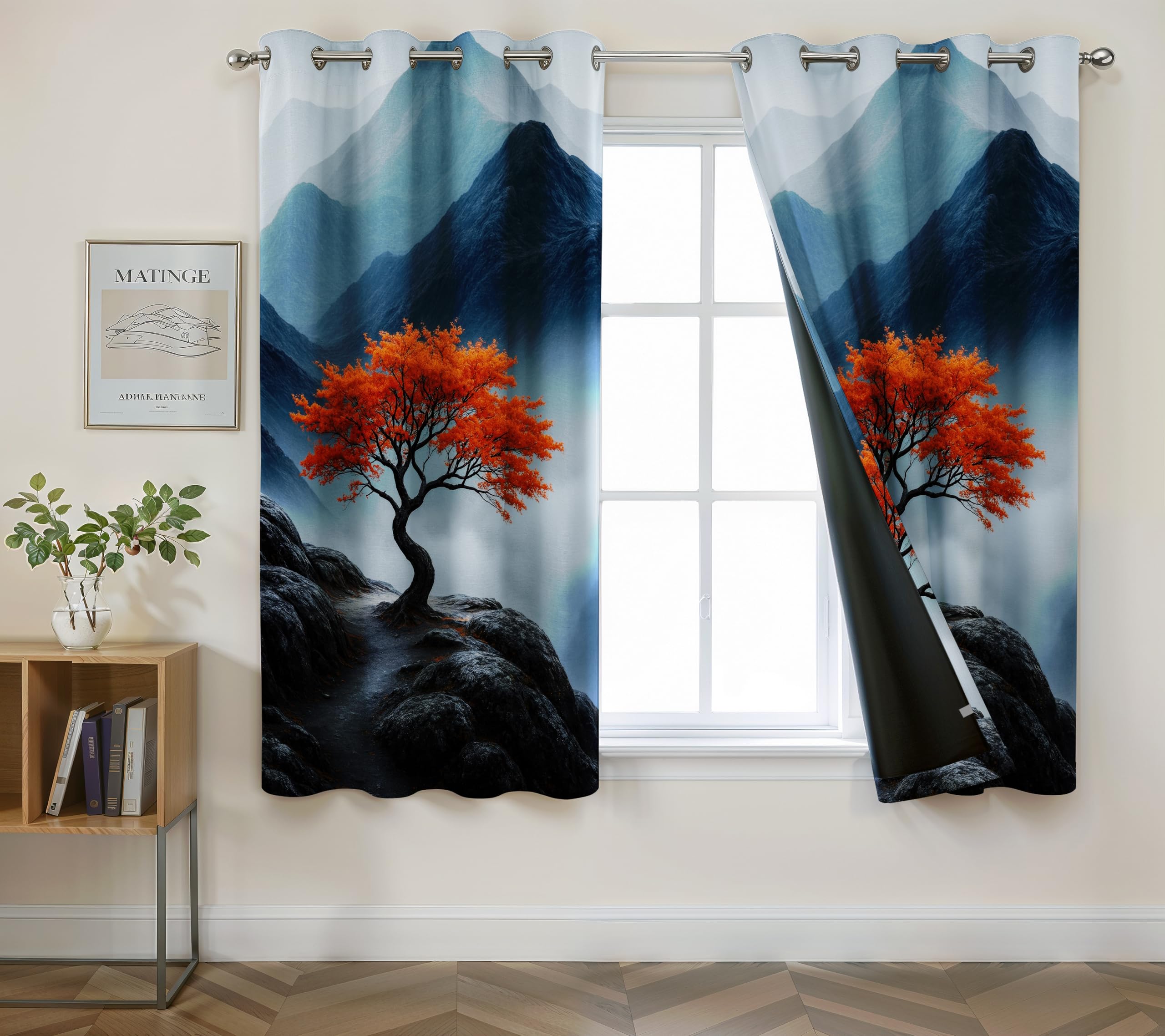 Digital Printed Blackout Curtains ,Diamonds Eyelets Tie Back For Window Room Doors , Heavy Quality Fabric Set Of 2