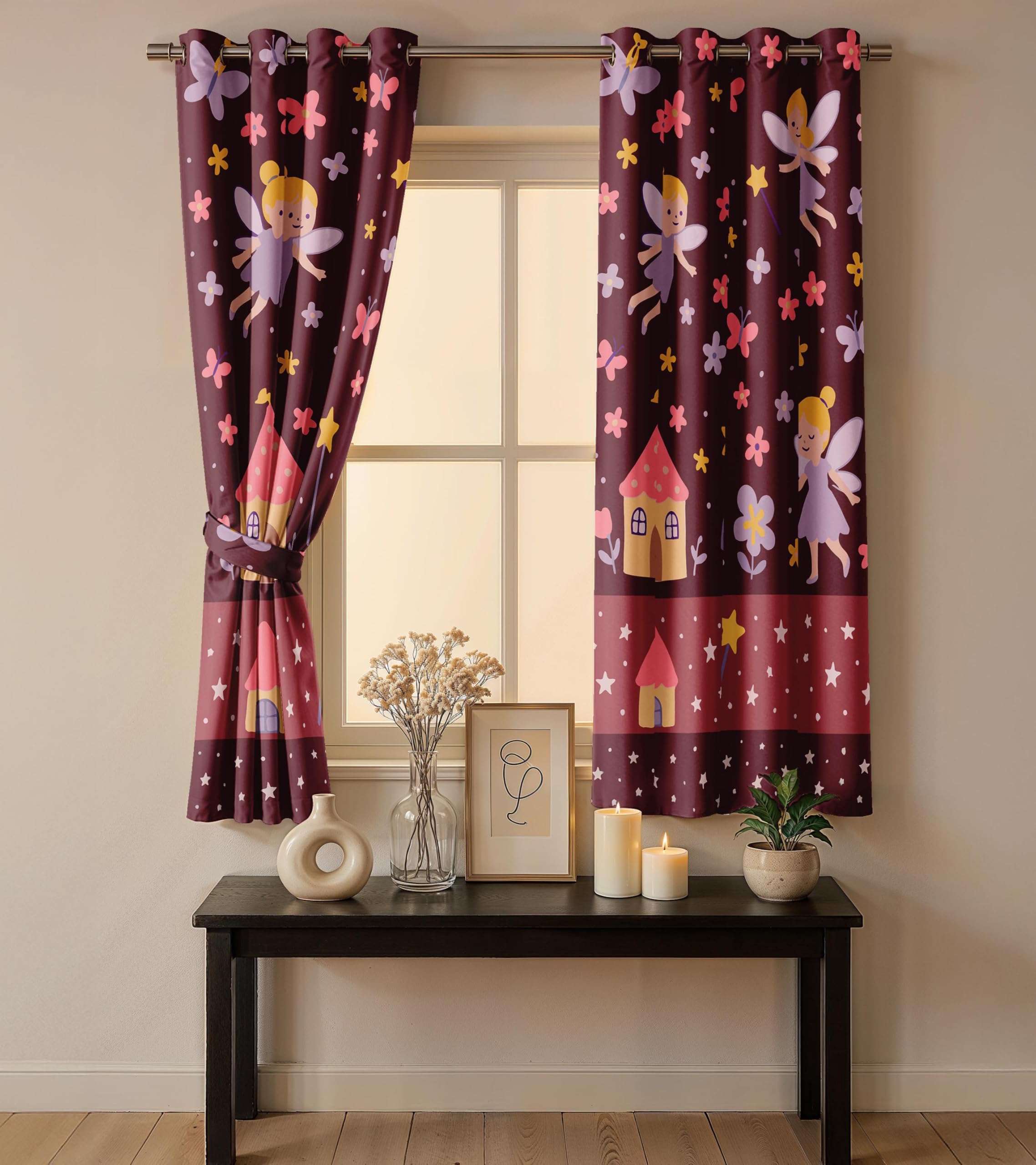 Ultimate Trends Light Filtering Kids Curtain | Fairy, Dragon Castle, Safari & Jungle Animal Prints | For kids Room Doors and Window | Pack Of 2