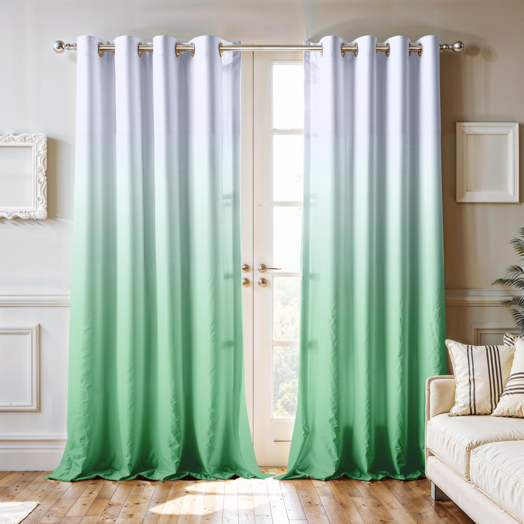 Ultimate Trends Room Darkening Ombre Curtain | Polyester Gradient | Room Doors and Window| 5 FEET Pack Of 2 ,Glacier Mint