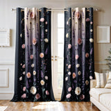 Ultimate Trends Room Darkening Digital Printed 3D Prints Curtain 65-70% Opacity ,Diamond Eyelets, Tie Back, Floral Decorated , Pack Of 2