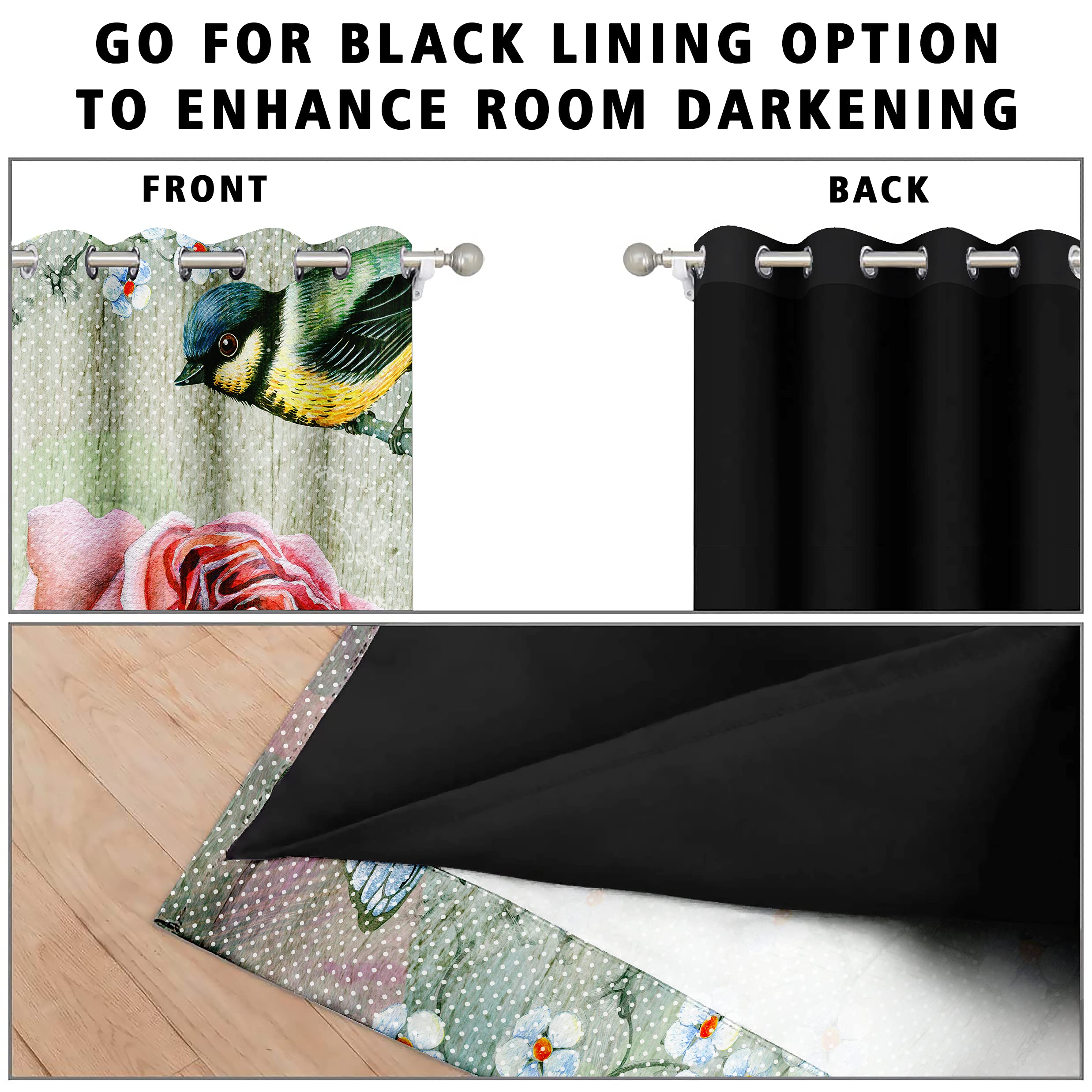 Digital Printed Blackout Curtains ,Diamonds Eyelets Tie Back For Window Room Doors , Heavy Quality Fabric Set Of 2