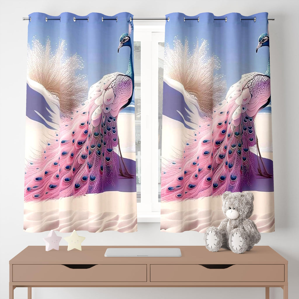Ultimate Trends Digital Printed |Peacock Prints| Light Filtering Curtains For Windows & Doors | Multiple Styles & Colors | Set Of 2