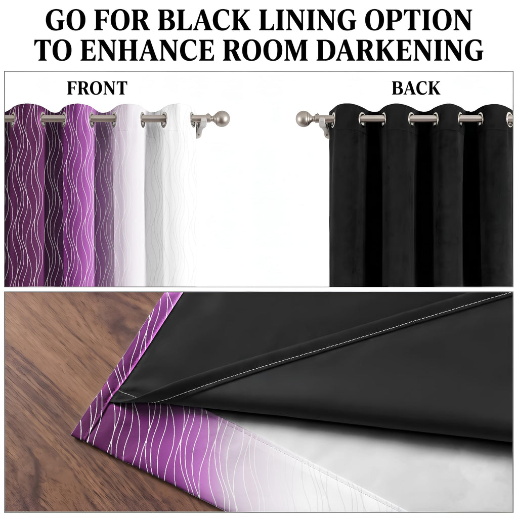 Ultimate Trends Ombre Blackout Curtains for Bedroom Room Darkening Curtains for Living Room,Energy Saving,Thermal Insulated Grommet Window Drapes, Purple And Greyish White , 5 FEET ,2 Panels